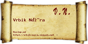 Vrbik Nóra névjegykártya